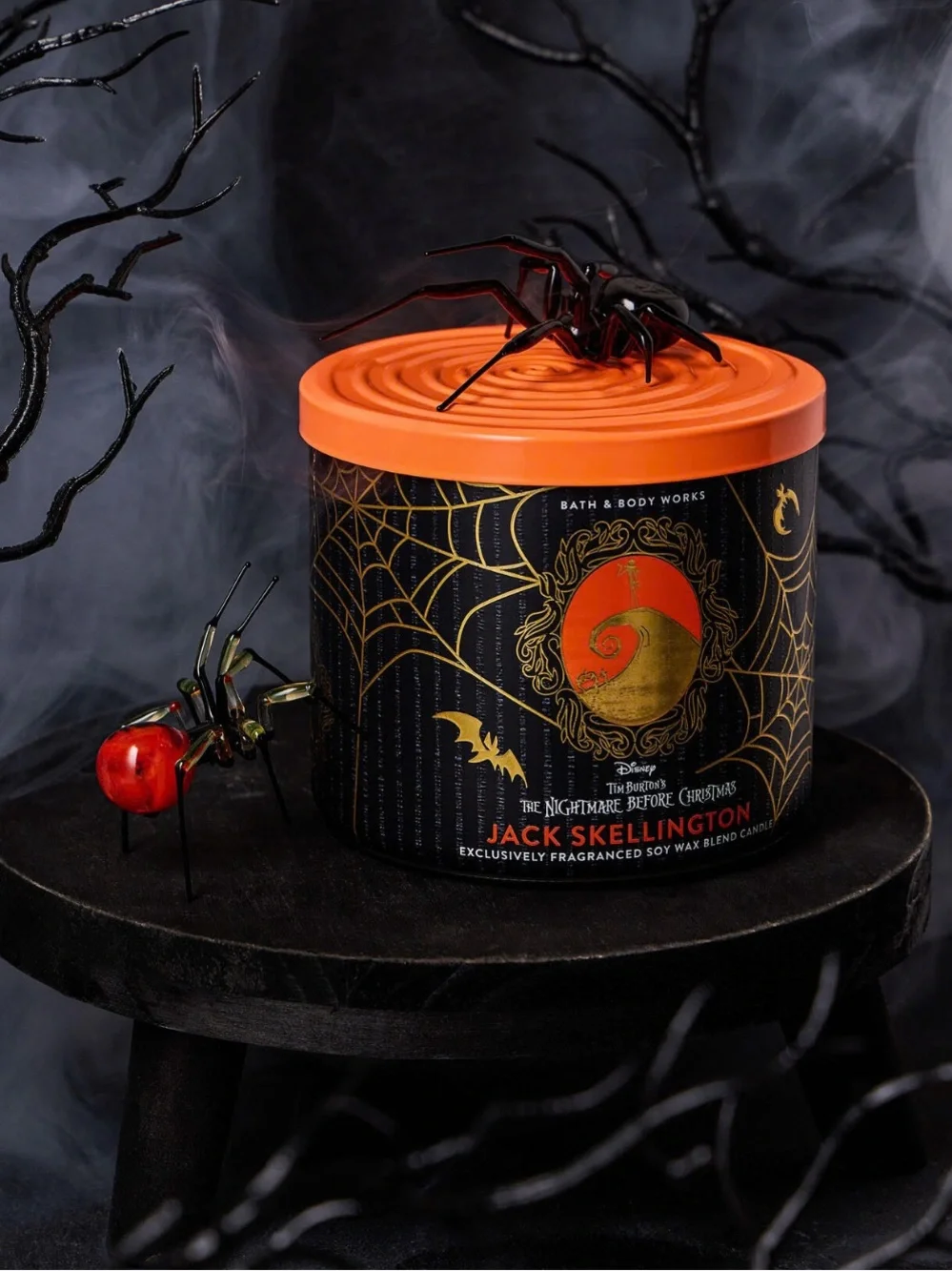 “New”Bath & Body Works Jack Skellington 3-Wick Candle-Pumpkin & Vanilla